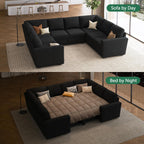 HONBAY Modular L Shaped Sectional Sleeper Sofa with Storage Pull Out Bed