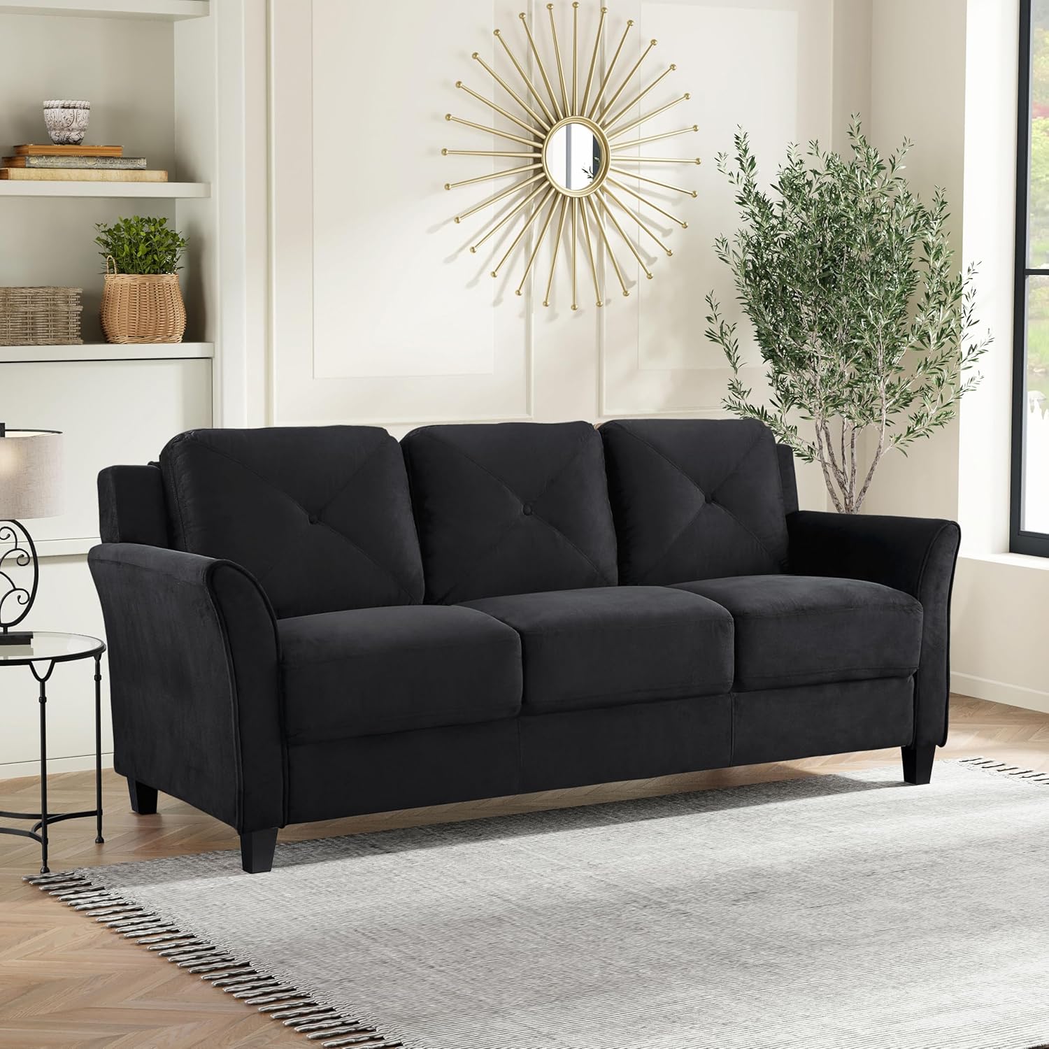 Lifestyle Harrington Sofa Upholstered Microfiber Fabric Curved Arm Couch