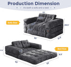 MAXYOYO L Shaped Folding Sofa Bed Convertible Sleeper with Pillow Armrest