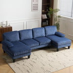 VINGLI 110 Sectional Couch U Shaped Sofa Set with Double Chaise Chenille Fabric