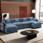 Ihanherry U Shaped Modular Cloud Sofa 5 Seat Chenille Sectional with Ottoman