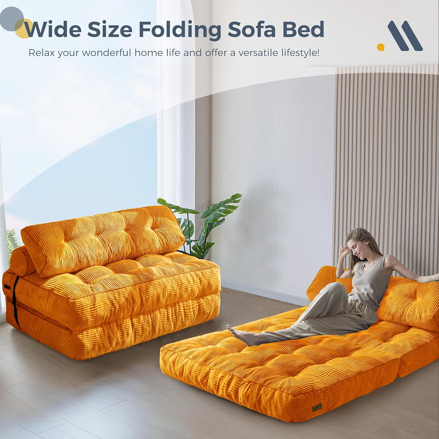 MAXYOYO Folding Sofa Bed Convertible Sleeper Chair with Pillow