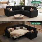 HONBAY Modular Sectional Sleeper Sofa L Shaped Couch with Pull Out Bed