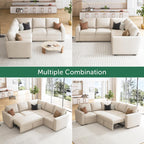 HONBAY Modular Sectional Sleeper Sofa L Shaped Couch with Pull Out Bed
