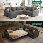 HONBAY Modular Sectional Sleeper Sofa L Shaped Couch with Pull Out Bed
