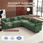 Ihanherry U Shaped Modular Cloud Sofa 5 Seat Chenille Sectional with Ottoman