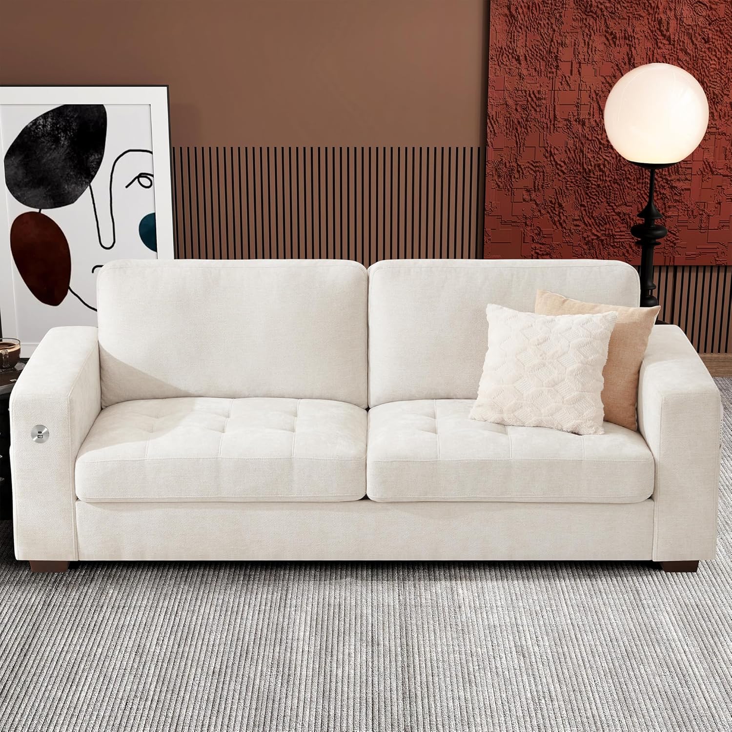 Ihanherry U Shaped Modular Cloud Sofa 5 Seat Chenille Sectional with Ottoman