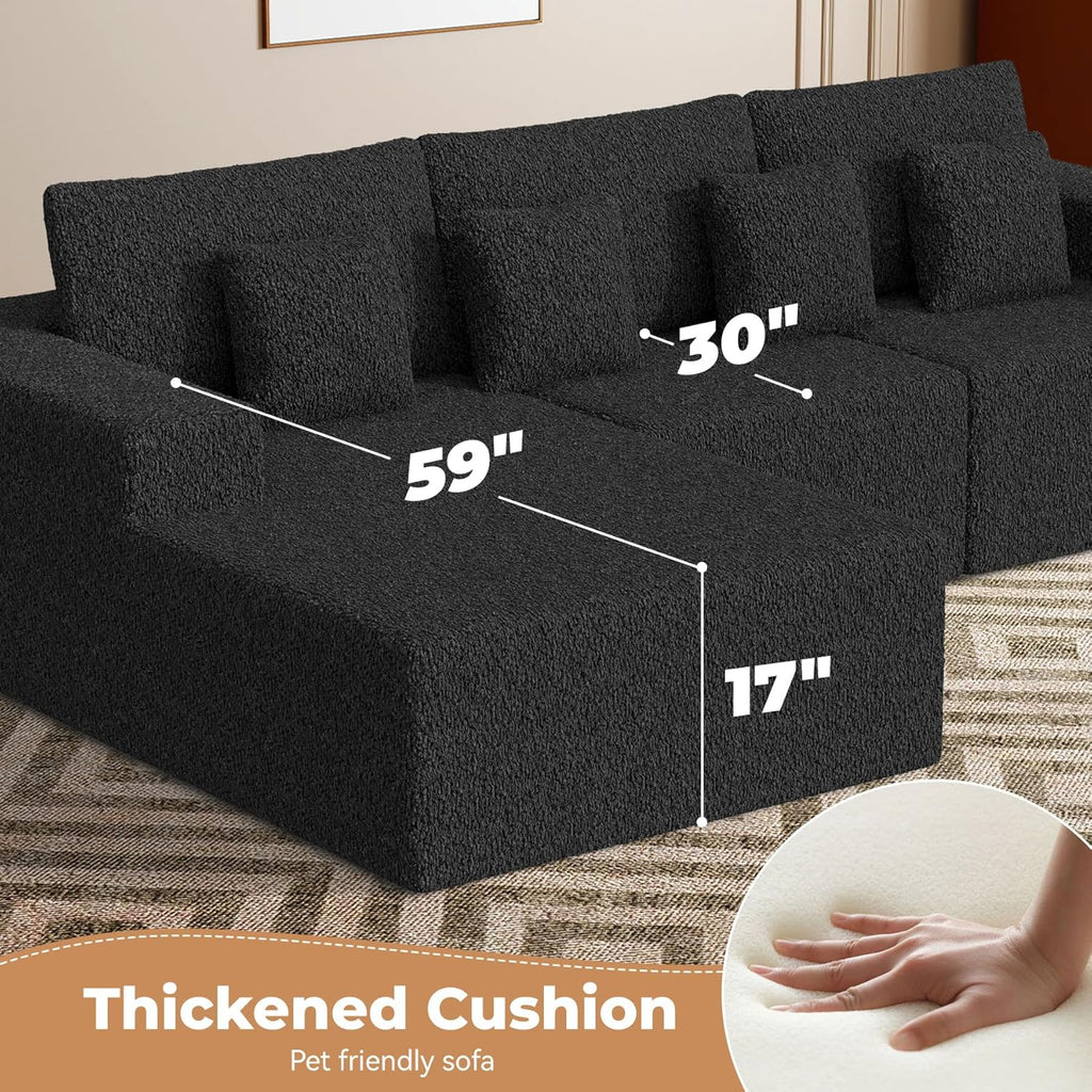 Luxanimarion Modular Sectional Sofa L Shape Deep Seat Cloud Couch Living Room