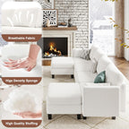 Huatean Home Modular Sectional Sofa U Shaped Couch 6 Seat Convertible High Density Foam