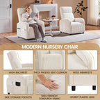 Yaheetech 360 Swivel Glider Chair Nursery Corduroy Rocking Nursing Chair with Pockets