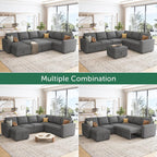 HONBAY Modular L Shaped Sectional Sleeper Sofa with Storage Pull Out Bed