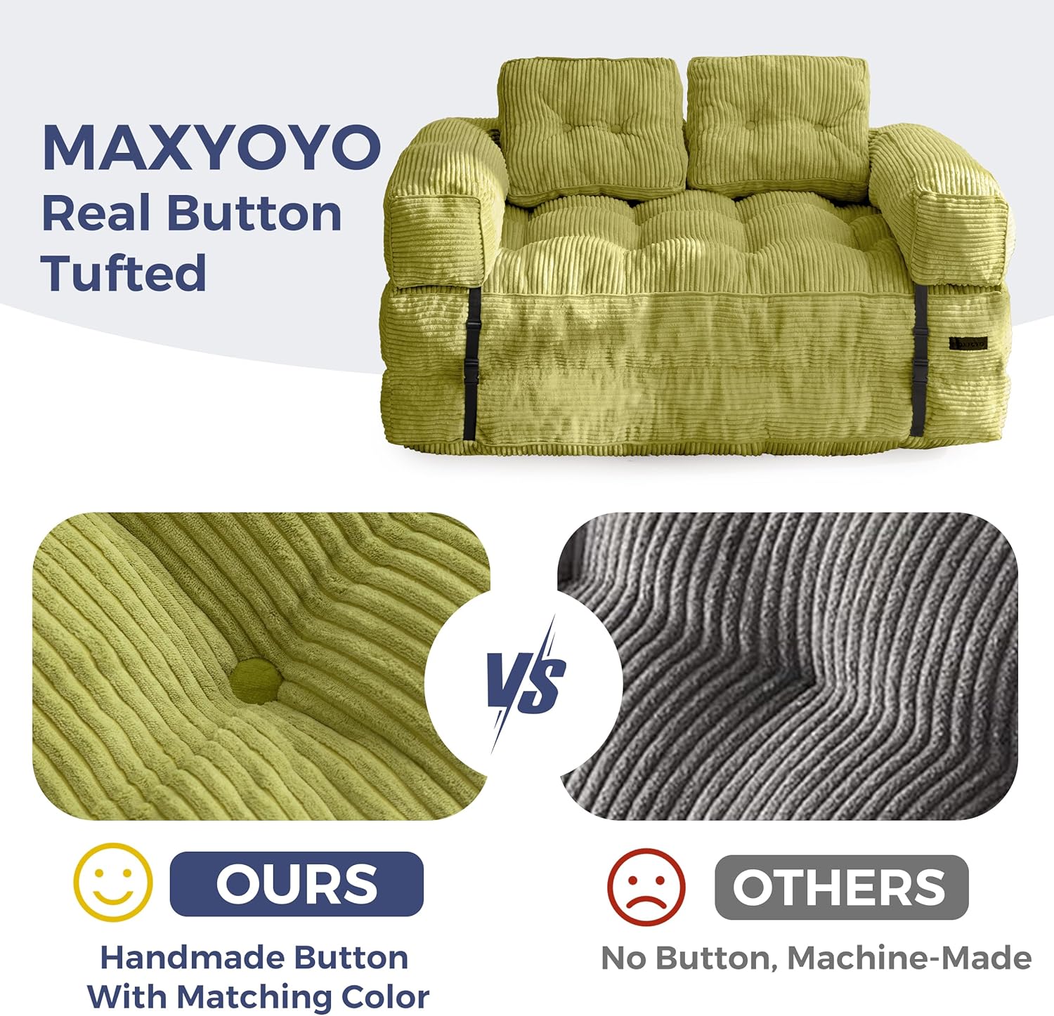 MAXYOYO L Shaped Folding Sofa Bed Convertible Sleeper with Pillow Armrest