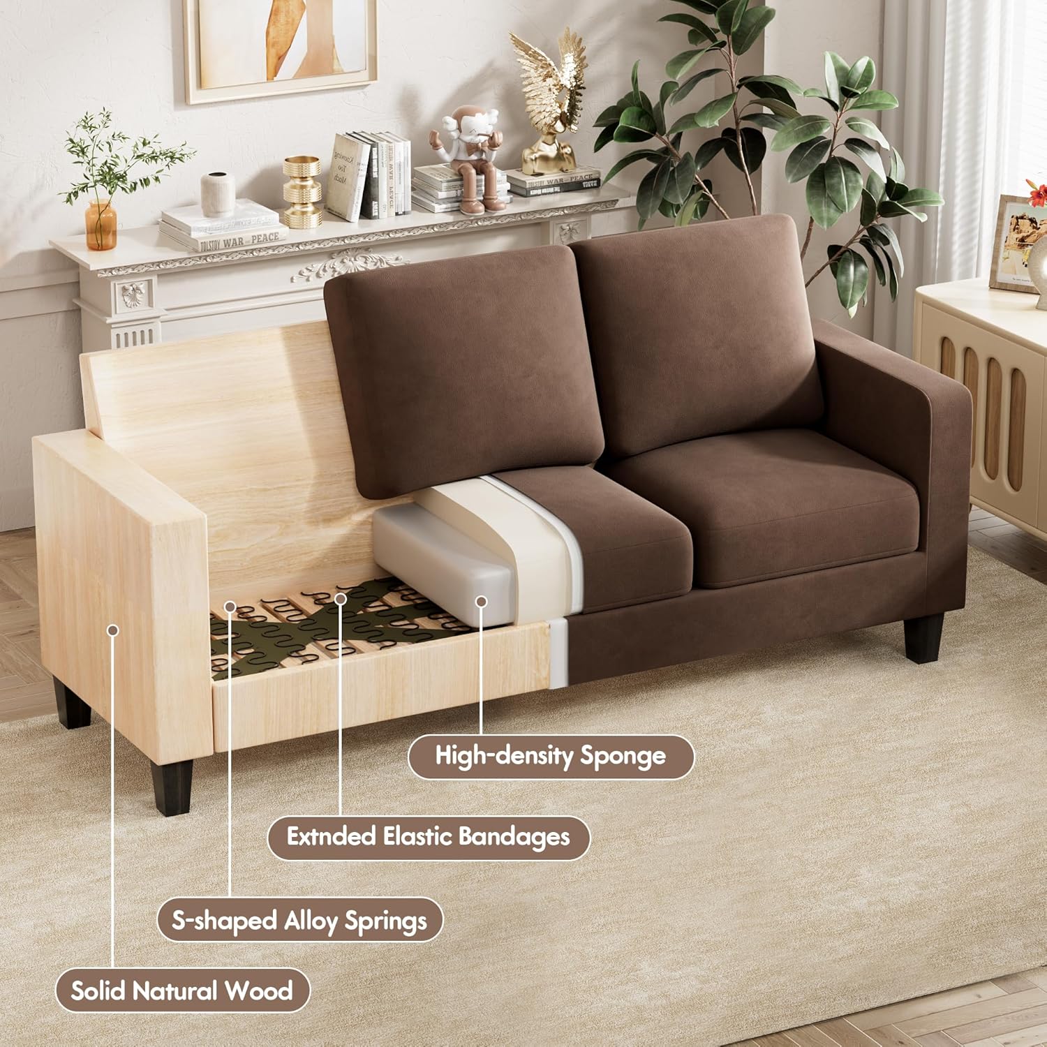 VICTONE Convertible L Shaped Sectional Sofa Couch 3 Seat with Ottoman