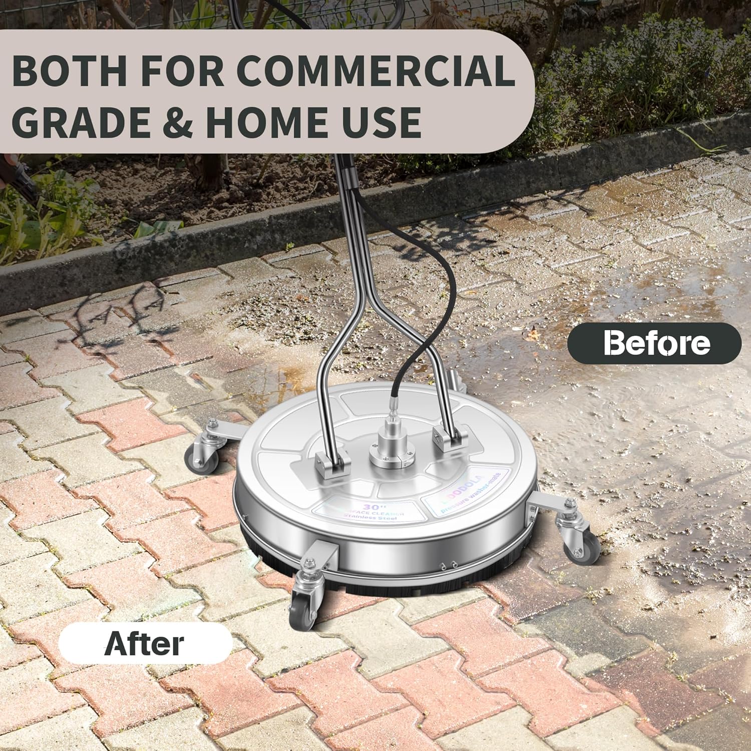LidoDola 14 Inch Pressure Washer Surface Cleaner with Wheels for Concrete Patio Deck