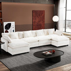 Ihanherry U Shaped Modular Cloud Sofa 5 Seat Chenille Sectional with Ottoman