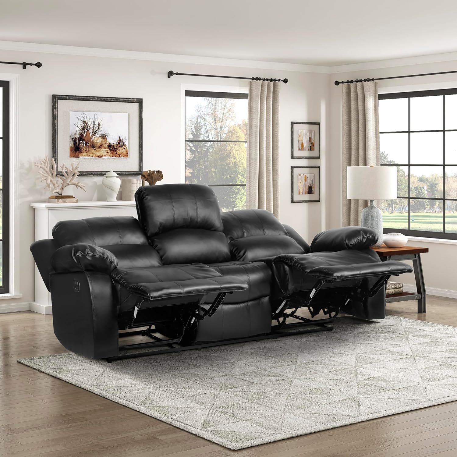 Lexicon Humphreys Loveseat Recliner Double Reclining Sofa Faux Leather