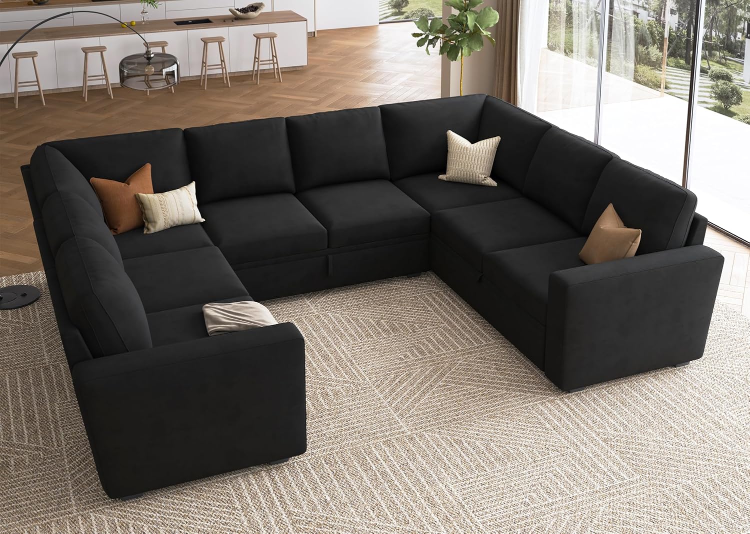 HONBAY Modular Sectional Sleeper Sofa L Shaped Couch with Pull Out Bed