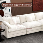 Ihanherry U Shaped Modular Cloud Sofa 5 Seat Chenille Sectional with Ottoman