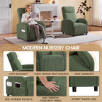 Yaheetech 360 Swivel Glider Chair Nursery Corduroy Rocking Nursing Chair with Pockets