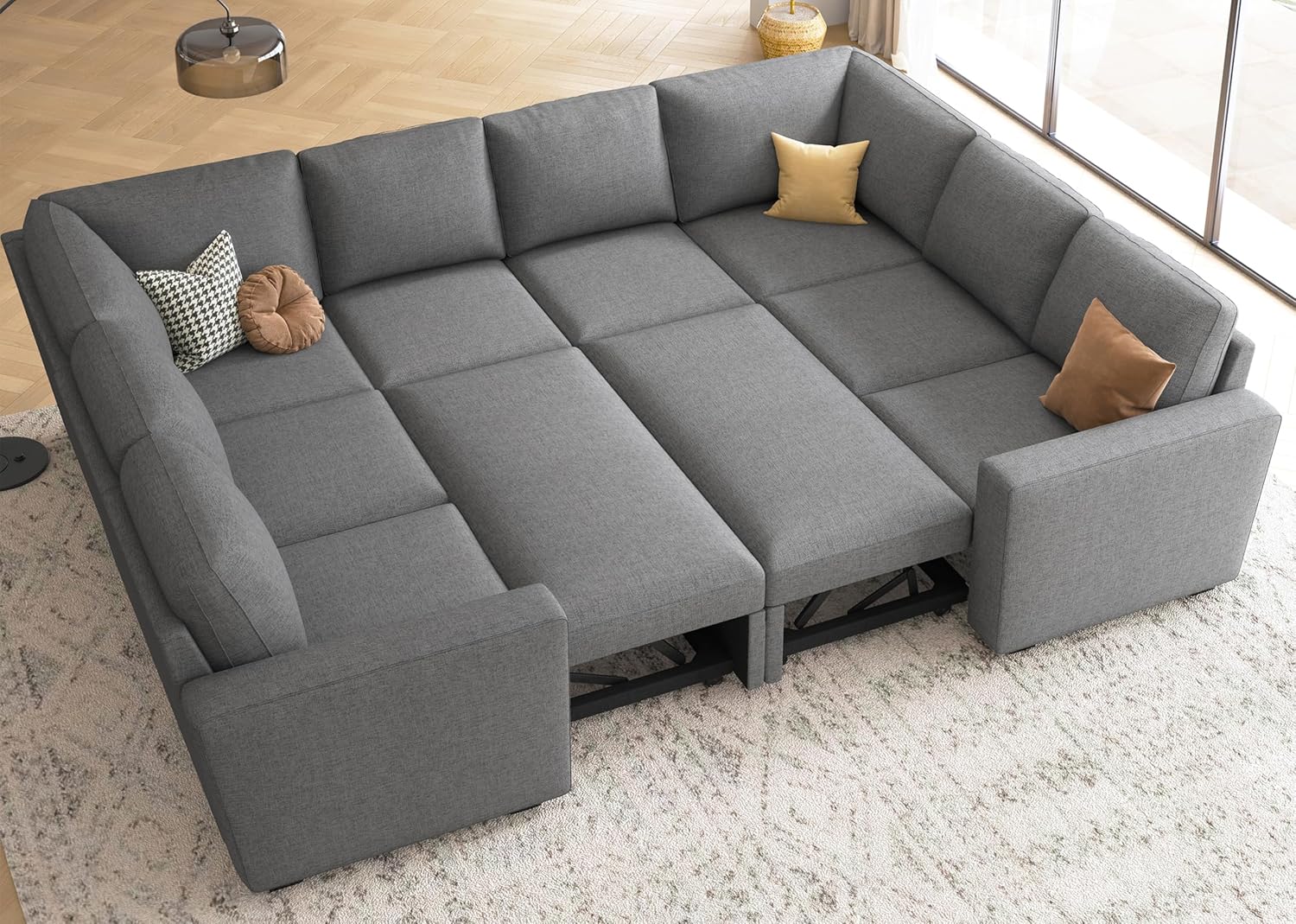 HONBAY Modular Sectional Sleeper Sofa L Shaped Couch with Pull Out Bed