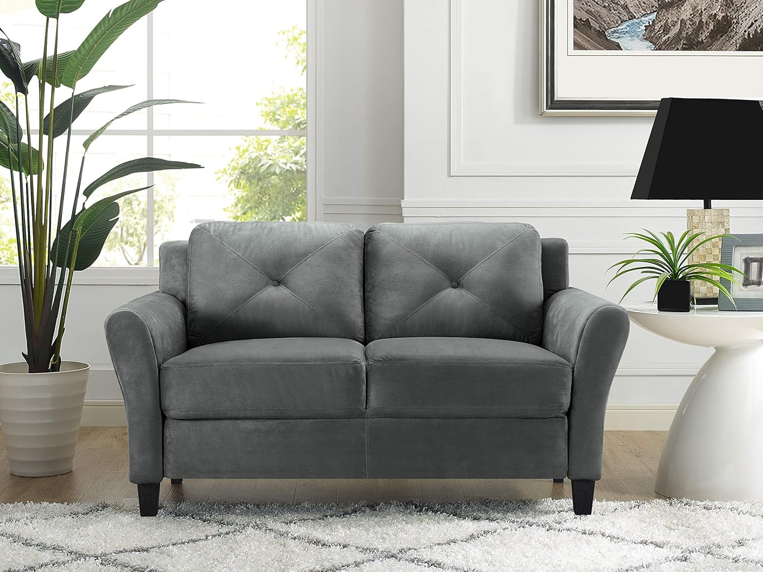 Lifestyle Harrington Sofa Upholstered Microfiber Fabric Curved Arm Couch