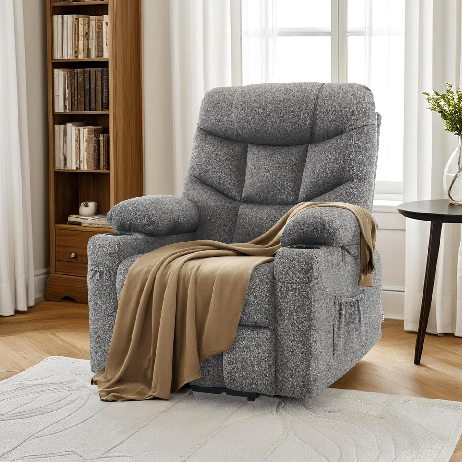 MCombo Power Lift Recliner Chair for Elderly with Extended Footrest Fabric