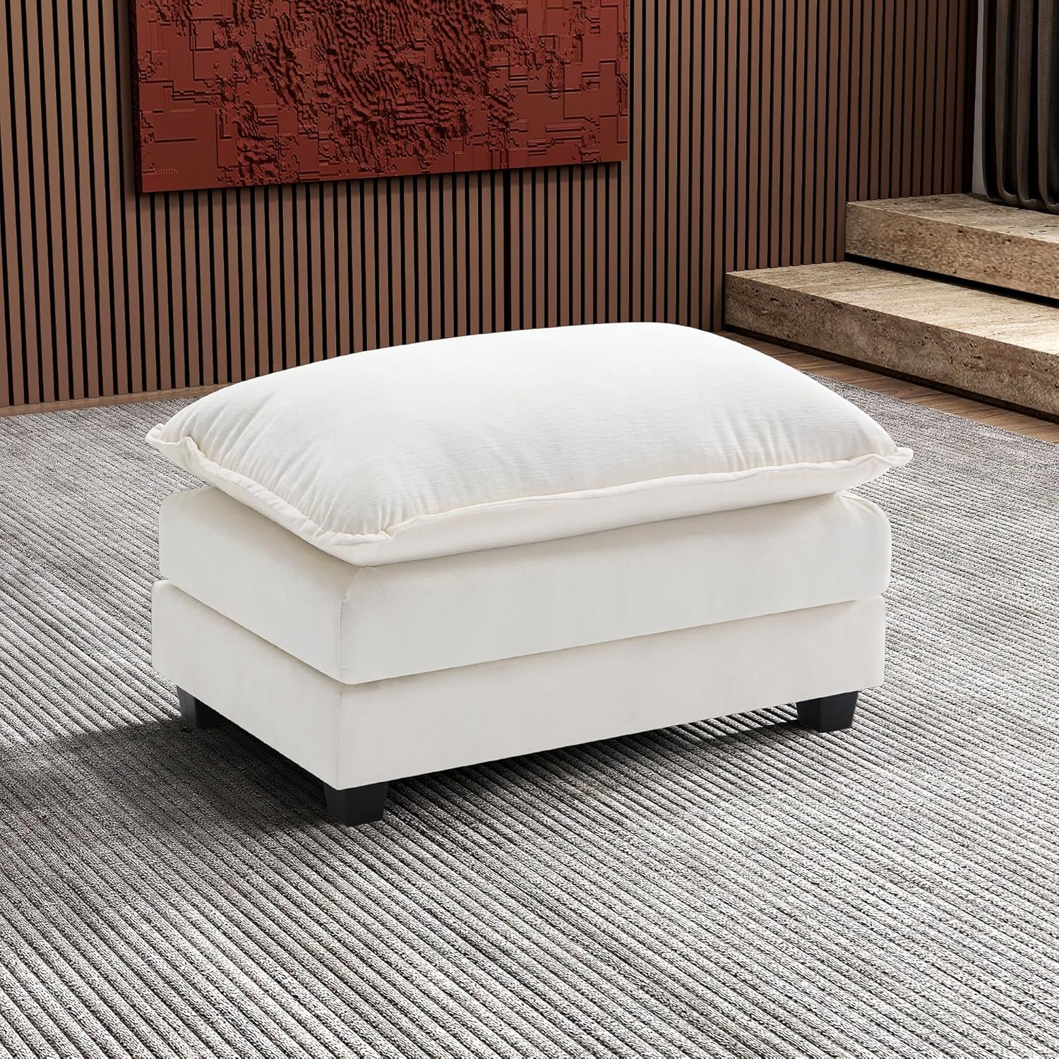 Ihanherry U Shaped Modular Cloud Sofa 5 Seat Chenille Sectional with Ottoman