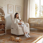 Yaheetech 360 Swivel Glider Chair Nursery Corduroy Rocking Nursing Chair with Pockets