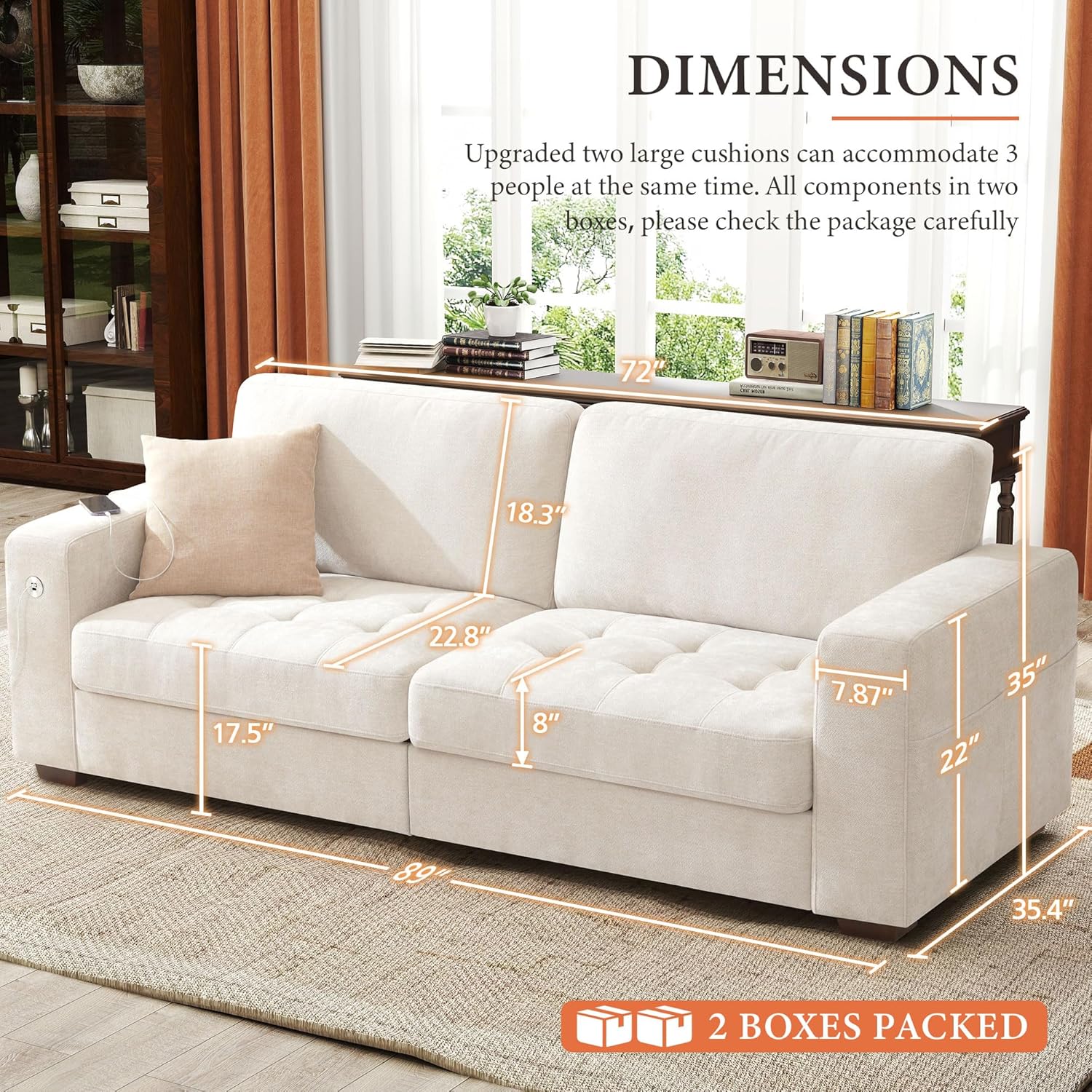 Ihanherry U Shaped Modular Cloud Sofa 5 Seat Chenille Sectional with Ottoman