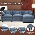 Ihanherry U Shaped Modular Cloud Sofa 5 Seat Chenille Sectional with Ottoman