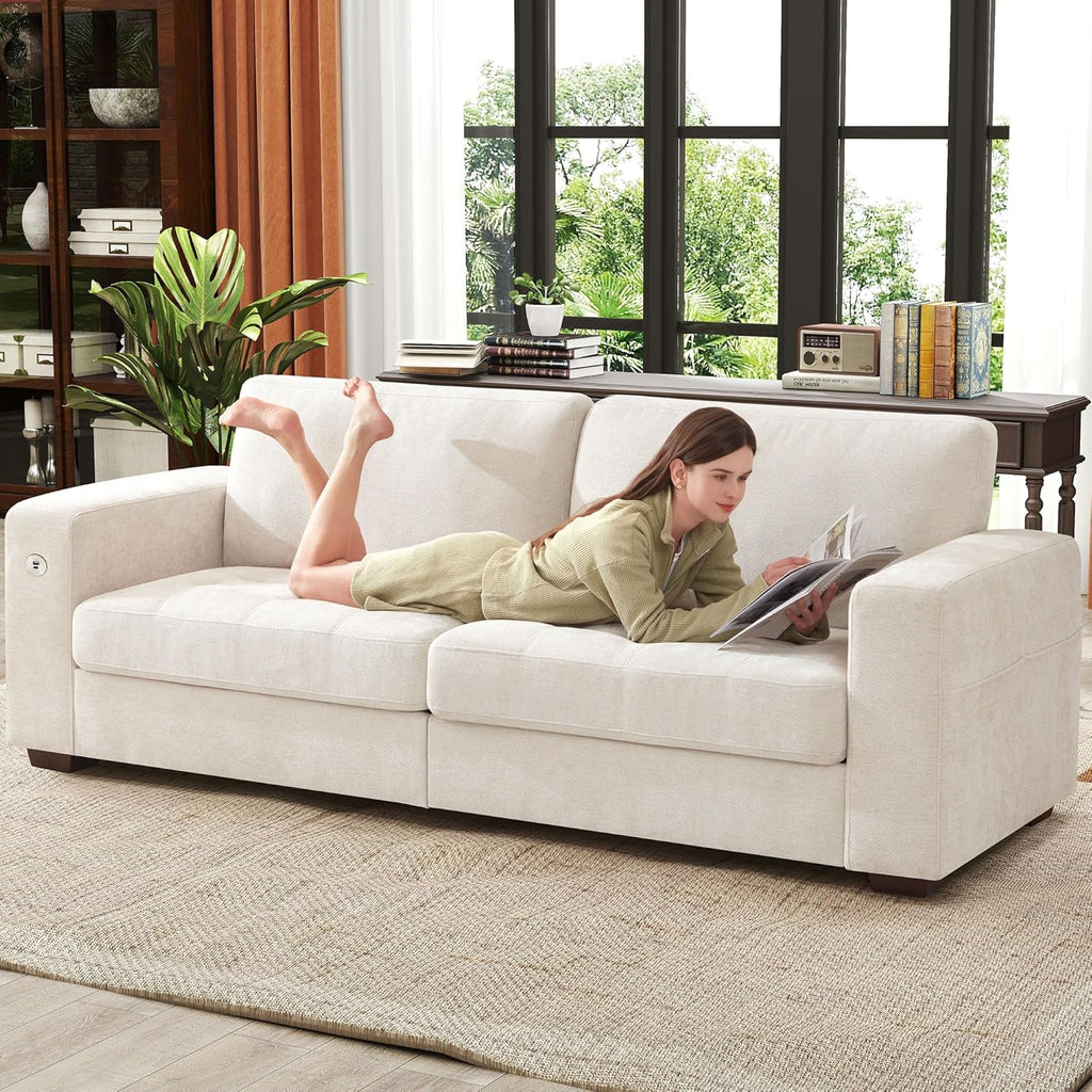 Ihanherry U Shaped Modular Cloud Sofa 5 Seat Chenille Sectional with Ottoman
