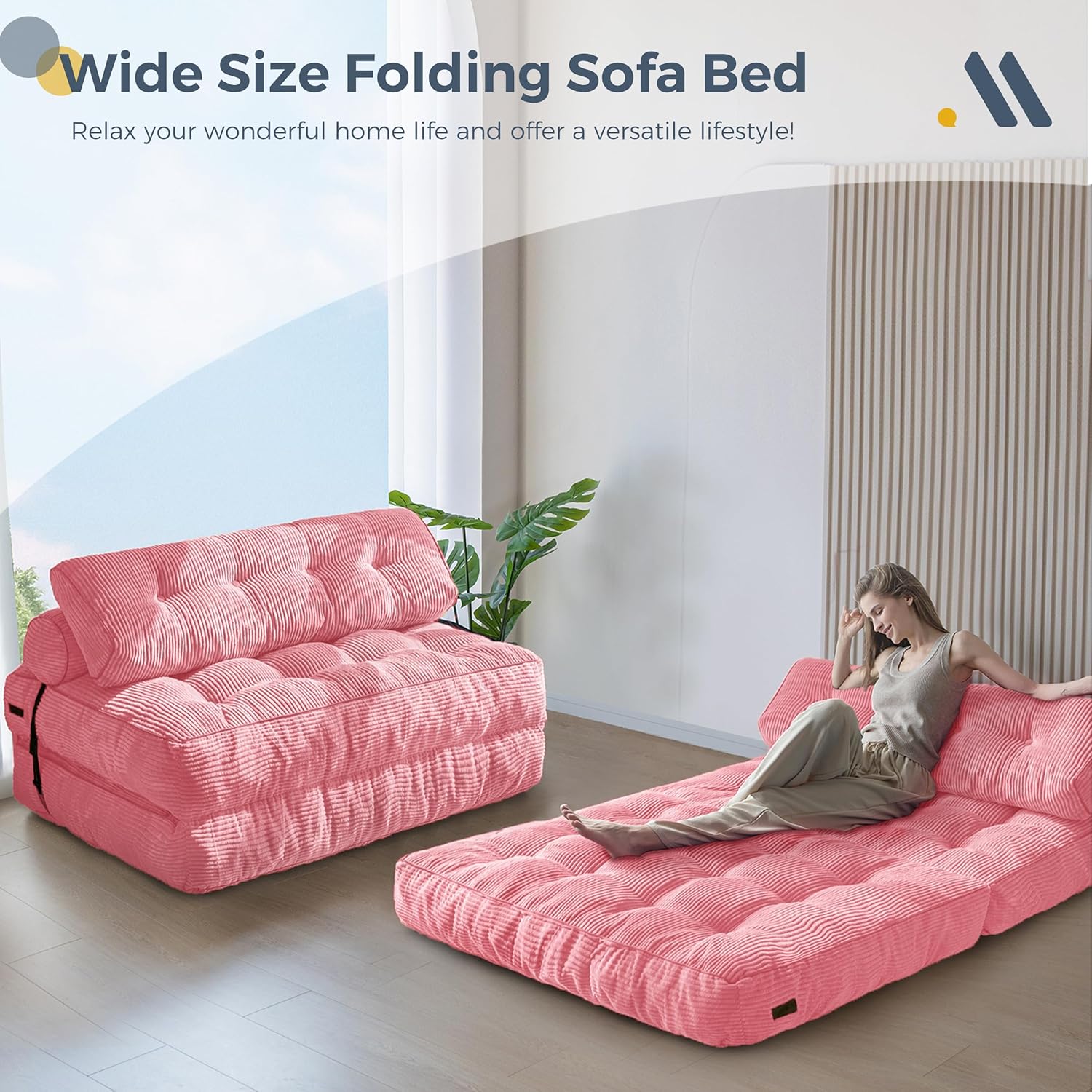 MAXYOYO Folding Sofa Bed Convertible Sleeper Chair with Pillow