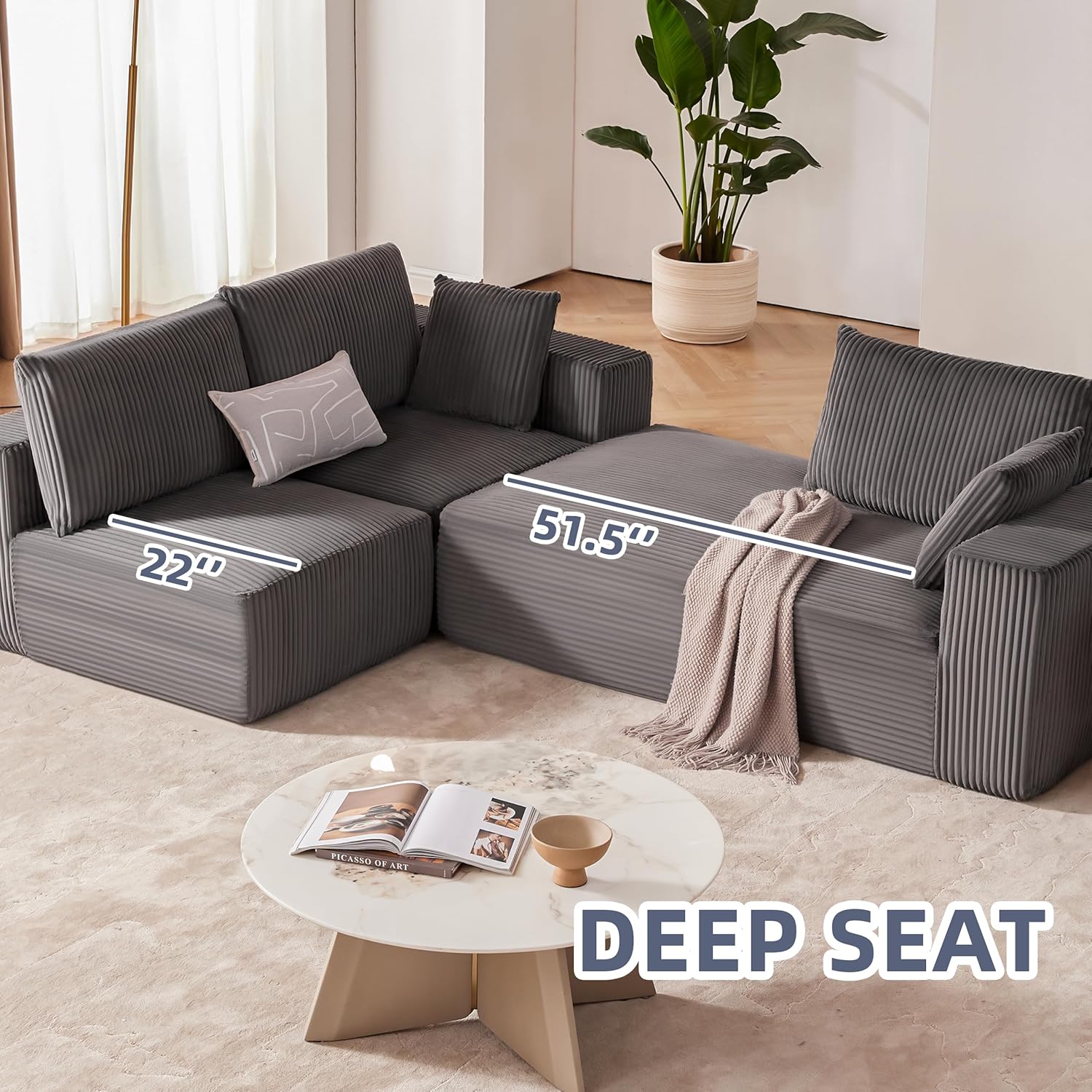 Weture 108" Modular Sectional Sofa Deep Seat Cloud L-Shape Couch with Chaise