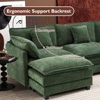 Ihanherry U Shaped Modular Cloud Sofa 5 Seat Chenille Sectional with Ottoman