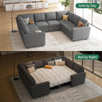 HONBAY Modular L Shaped Sectional Sleeper Sofa with Storage Pull Out Bed