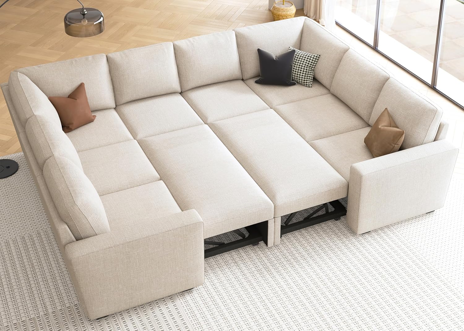 HONBAY Modular L Shaped Sectional Sleeper Sofa with Storage Pull Out Bed