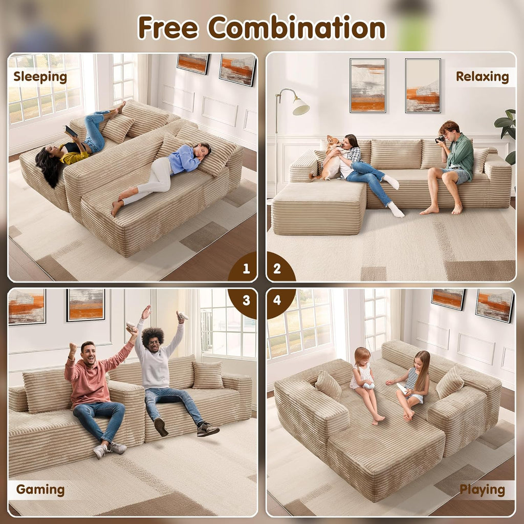 ovios Cloud Sectional Couch with L Shape Chaise Modern Modular Sofa