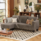 VICTONE Convertible L Shaped Sectional Sofa Couch 3 Seat with Ottoman