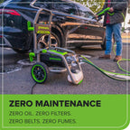 Greenworks 2000 PSI Electric Pressure Washer 13 Amp with Wheels 20 FT Hose 35 FT Cord