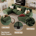 Furmax U-Shaped Sectional Sofa Couch 4 Seat Linen Fabric Double Chaise