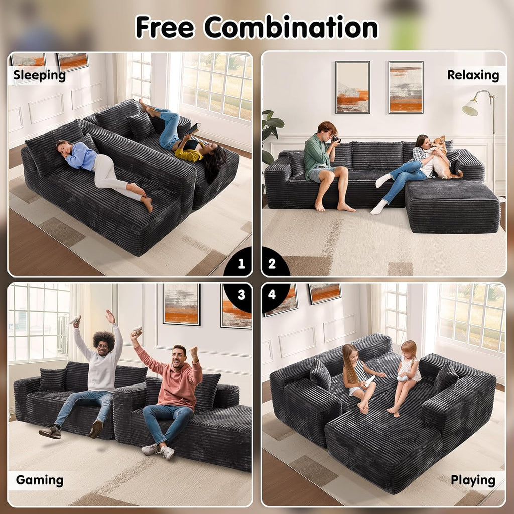 ovios Cloud Sectional Couch with L Shape Chaise Modern Modular Sofa