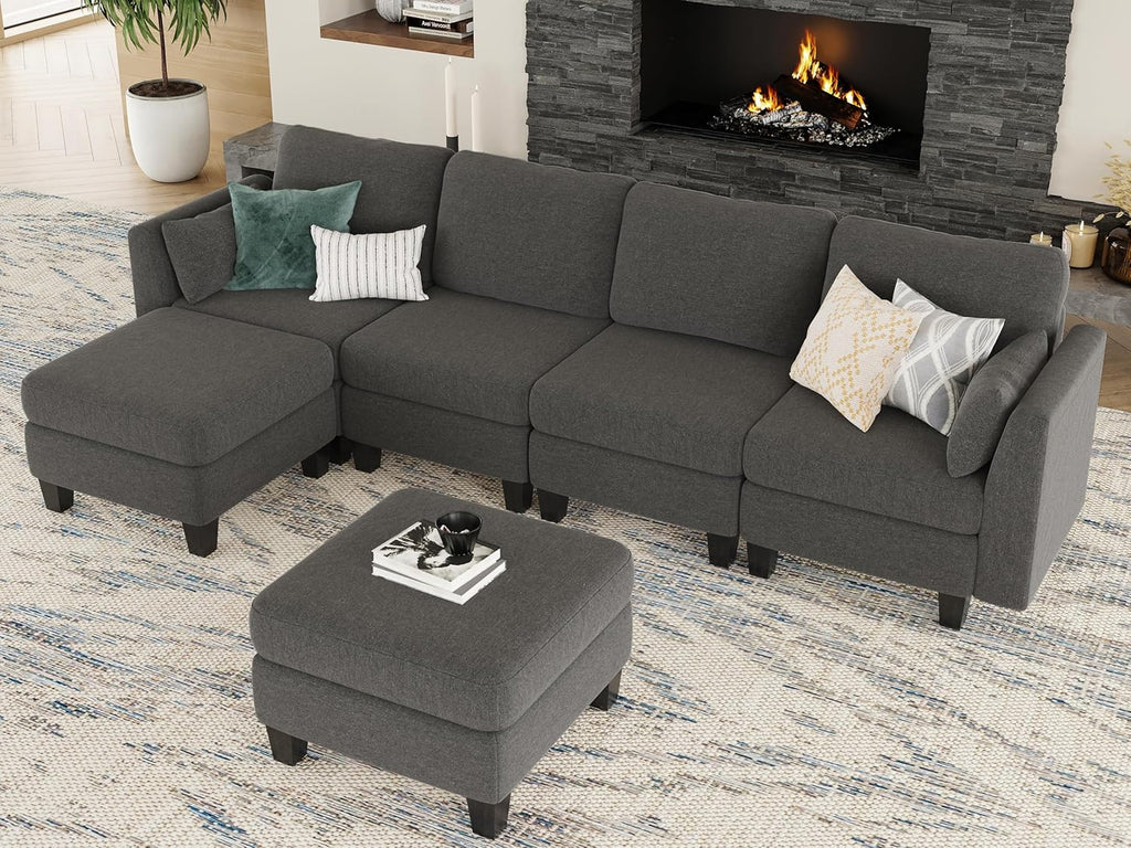 Huatean Home Modular Sectional Sofa U Shaped Couch 6 Seat Convertible High Density Foam