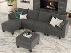Huatean Home Modular Sectional Sofa U Shaped Couch 6 Seat Convertible High Density Foam