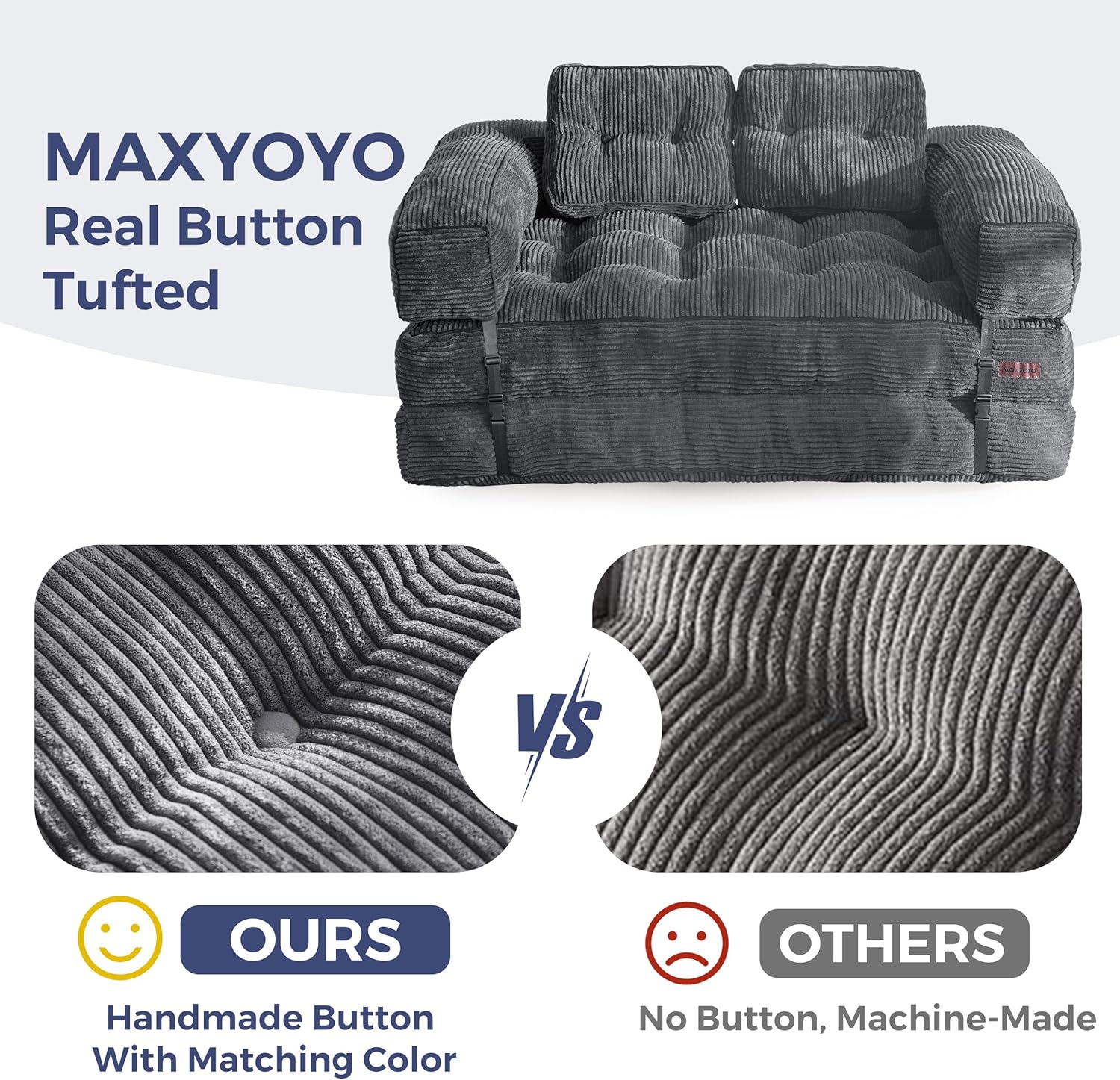 MAXYOYO L Shaped Folding Sofa Bed Convertible Sleeper with Pillow Armrest