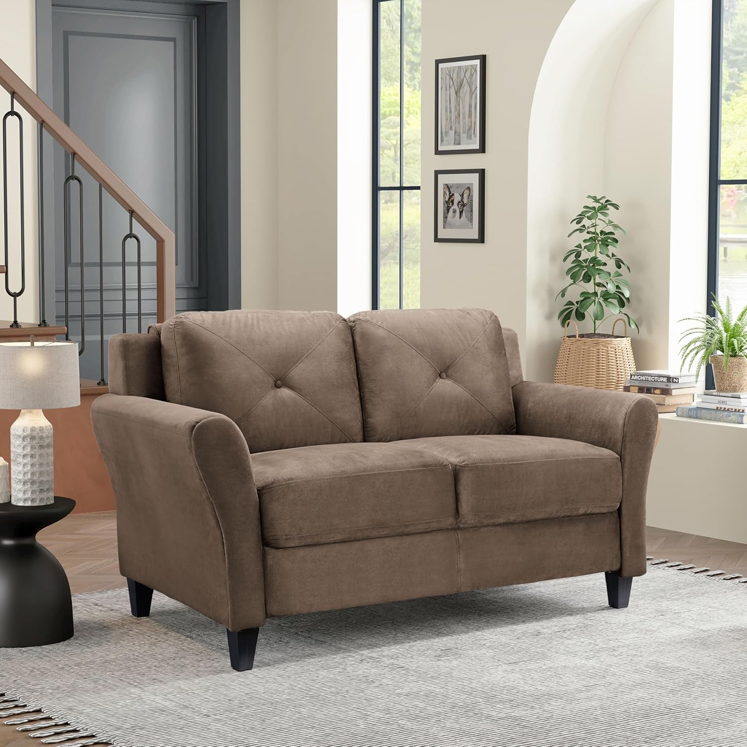 Lifestyle Harrington Sofa Upholstered Microfiber Fabric Curved Arm Couch