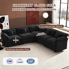 Ihanherry U Shaped Modular Sectional Sofa 5 Seat with 2 Ottomans Chenille
