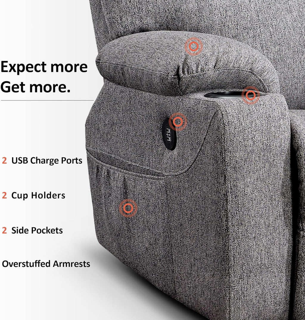 MCombo Power Lift Recliner Chair for Elderly with Heat Massage USB Cup Holders