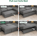 HONBAY Modular L Shaped Sectional Sleeper Sofa with Storage Pull Out Bed