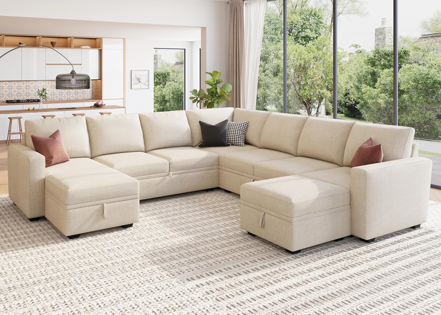 HONBAY Modular Sectional Sleeper Sofa L Shaped Couch with Pull Out Bed