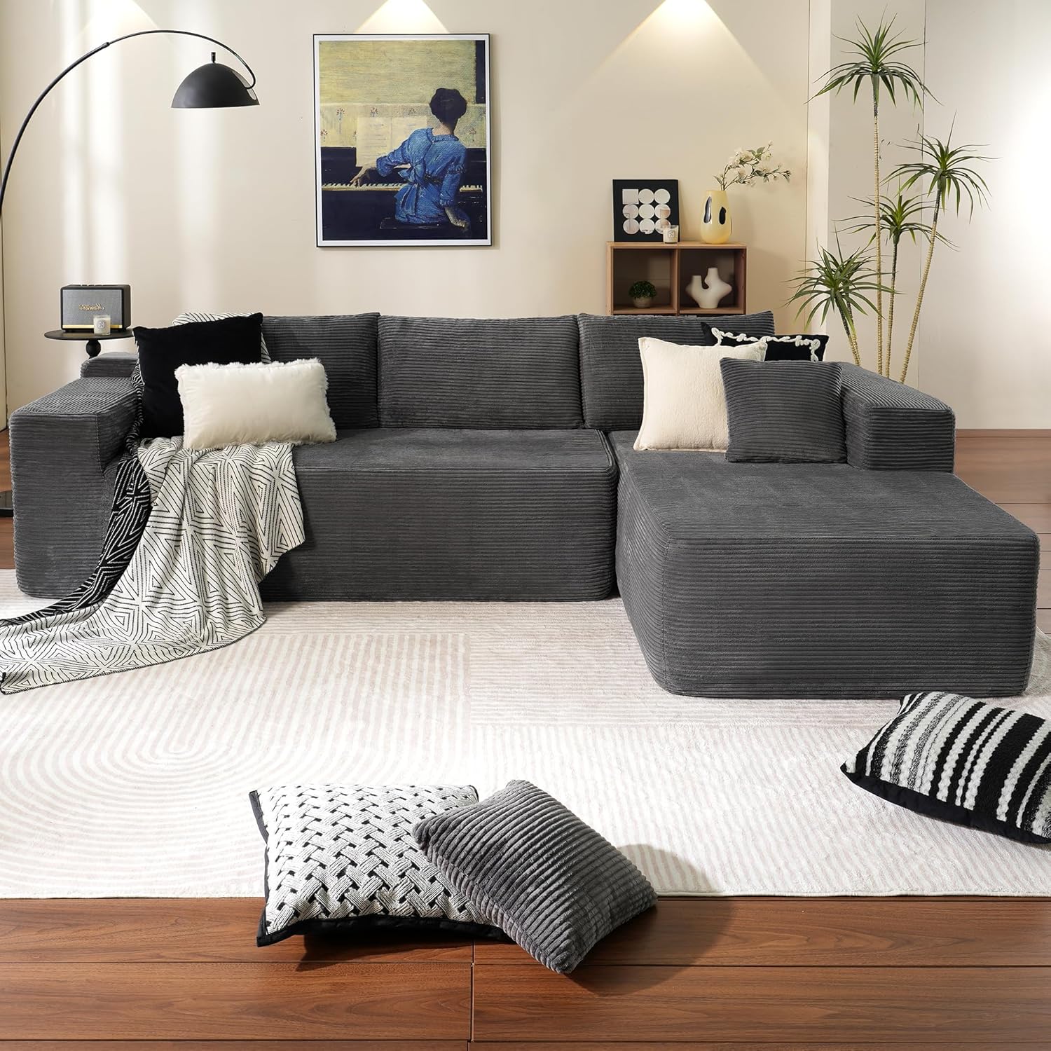 ovios Cloud Sectional Couch with L Shape Chaise Modern Modular Sofa